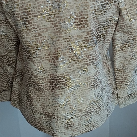 Chico's Gold and Glitter light weight Jacket. M/8 - Picture 5 of 9